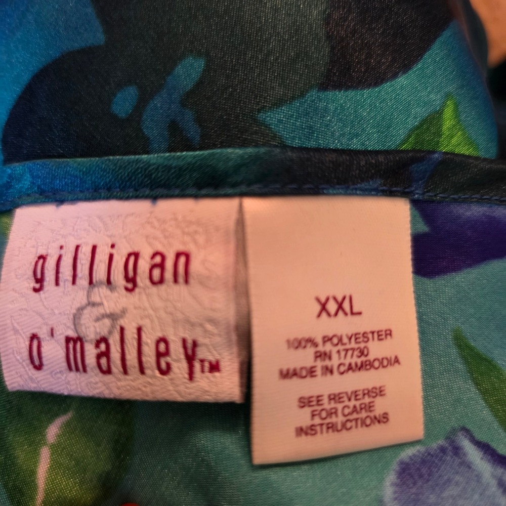 Gilligan & O'Malley slip Nightgown Womens XXL Teal Blue Floral fairycore Y2K - Picture 6 of 10